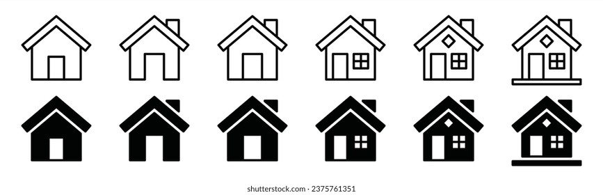 Heimsymbole. Symbol-Kollektion für Haus und Immobilien im Linien- und Flachstil für Apps und Websites auf weißem Hintergrund. Vektorgrafik