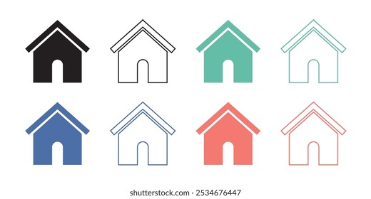 Home-Symbole. Hausvektorsymbole. Gruppe von Häusern Symbole. Illustration