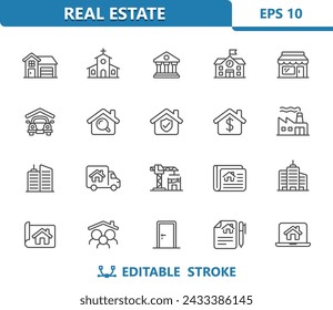 Home Icons. Household, House, Real Estate, Building. Professional, 32x32 pixel perfect vector icon. Editable Stroke