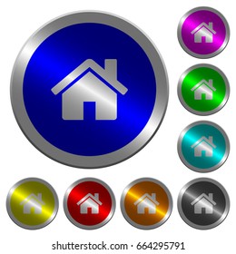 Home icons on round luminous coin-like color steel buttons