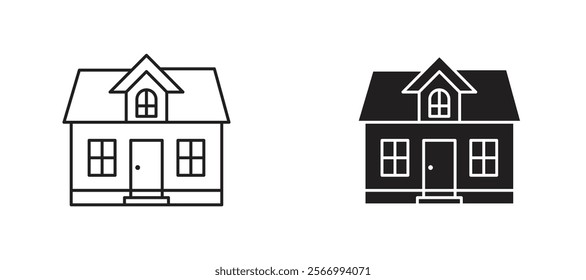 Home icons in outline and fill. vector illustration for ui.