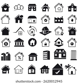 Home Icons Pack, Real Estate, Property, and Housing Symbol Collection