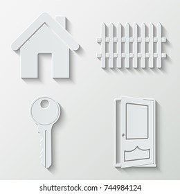 Home icons - paper  set