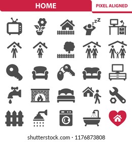 Home Icons. Professional, pixel perfect icons, EPS 10 format.
