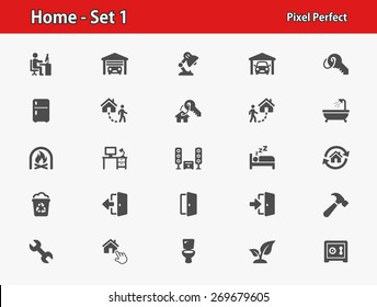 Home Icons. Professional, pixel perfect icons optimized for both large and small resolutions. EPS 8 format.