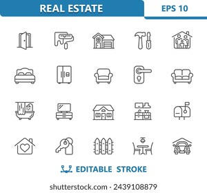 Home Icons. Real Estate, House, Household. Professional, 32x32 pixel perfect vector icon. Editable Stroke