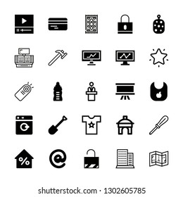 home icons set with apartments, blueprint and video player vector set