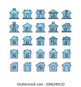 home icons set, blue color theme