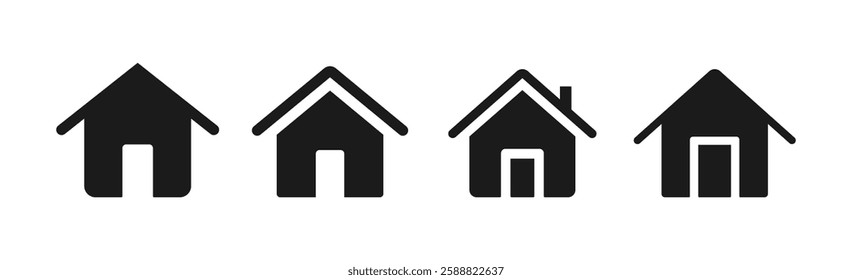 Home icons set. House icon collection. Real estate. Flat-style house symbols for apps and websites on a white background - stock vector.