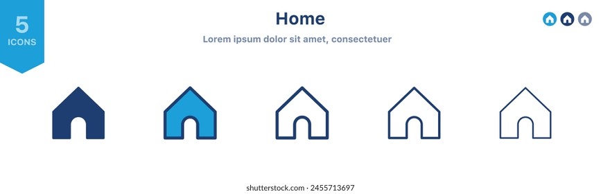 Home icons set. House symbol , Web home Main page icon symbol , Website homepage icon sign	
