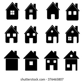 Home icons set on white background.Vector illustration