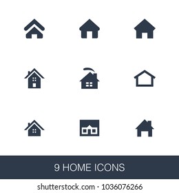 Home icons set. Simple design glyph signs. Home symbol template. Universal style icon, can be used for web and mobile UI