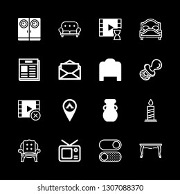 home icons set with television outline, dressing table and press delivery service vector set