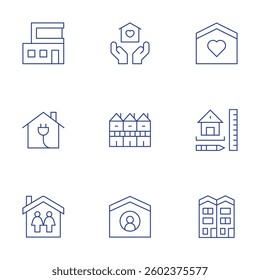Home icons set. Thin Line style, editable stroke. home, multifamily house, house design, house, modern house, smart home.
