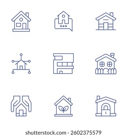 Home icons set. Thin Line style, editable stroke. home, home insurance, smart house, house, modern, eco house.