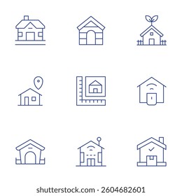 Home icons set. Thin Line style, editable stroke. home, house, dog, eco house, home automation, delivery, plan, smart.