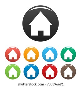 Home icons set. Vector simple set of home vector icons in different colors isolated on white