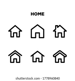Home icons set vector template in line or outline style for interface apps