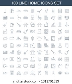 home icons. Trendy 100 home icons. Contain icons such as house, trailer, plunger, building, baby chair, baby bed, washing machine, table lamp, spray bottle. home icon for web and mobile.