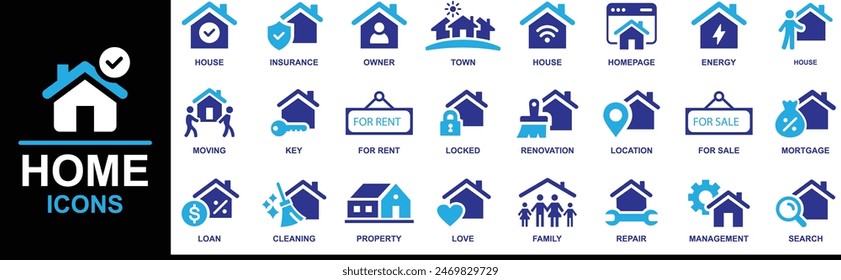 Home Icons Vector, Graphics, Illustration, Symbol Design.