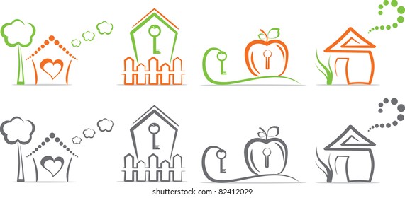 Home (icons), vector illustration