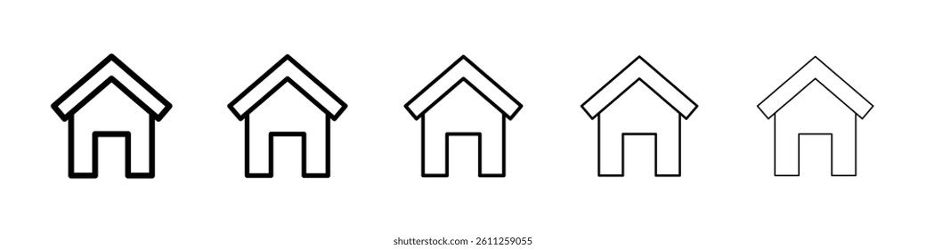 Home icons vector set in different stroke line style