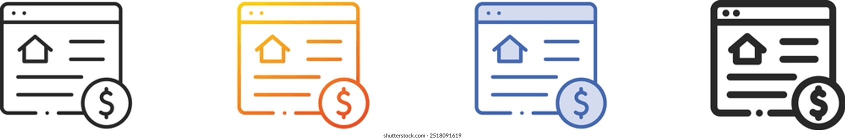 home icon.Thin Linear, Gradient, Blue Stroke and bold Style Design Isolated On White Background