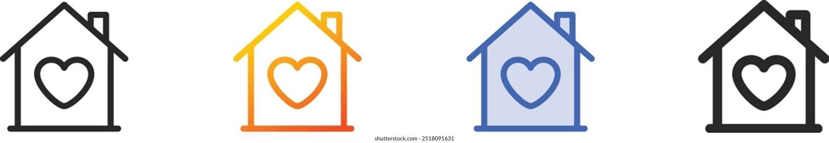 home icon.Thin Linear, Gradient, Blue Stroke and bold Style Design Isolated On White Background