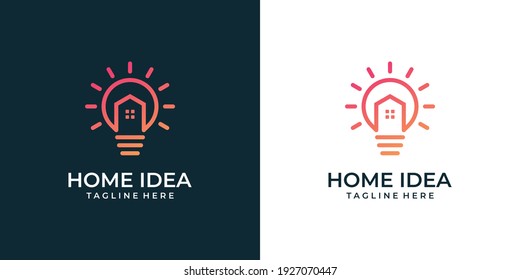 Home idea bulb lamp gradient logo design inspiration.