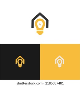 Icono del logotipo de la lámpara de la bombilla de ideas en el hogar