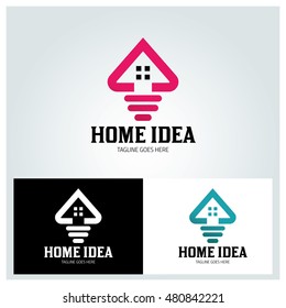 Home Idea logo design template ,Bulb logo design concept ,Vector illustration