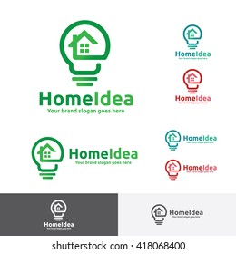 Home Idea Logo, Home in Light Bulb Symbol