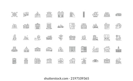 Home ideas, linear icons, line signs set, vector collection