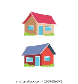 Home illustration with Classic and flat cartoon illustration. isolated on white background