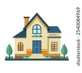 Home, illustration of simple house isolated on white background