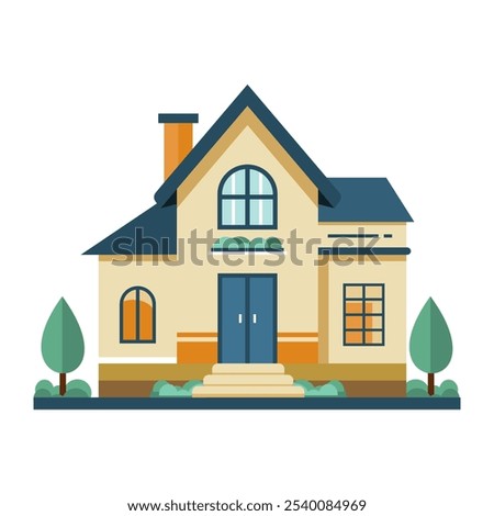 Home, illustration of simple house isolated on white background