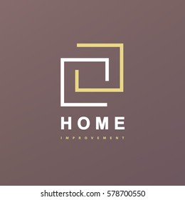 Home Improvement abstract logo. Home Interior remodeling line art logotype.