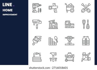 Paquete de iconos de mejoras para el hogar para su Sitio web, móvil, presentación y diseño de logotipo. Diseño de contorno de icono de mejoras para el hogar. Ilustración gráfica de Vector y trazo editable.