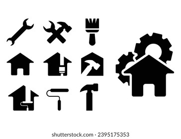 Home improvement icon set silhouette