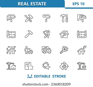 Home Improvement Icons. Construction, Architecture, Real Estate, House, Home, Building. Professional, 32x32 pixel perfect vector icon. Editable Stroke