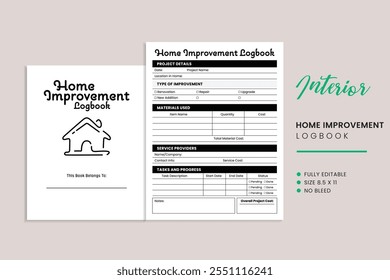 Home Improvement Logbook Kdp Interior Template