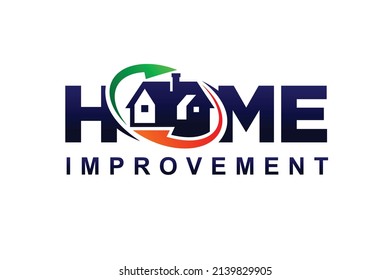 Logotipo de mejora residencial con concepto de flecha