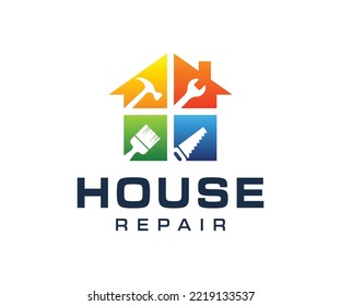 Vector del logotipo de mejora del hogar. logotipo de reparación en casa