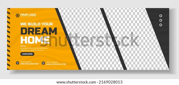 Home improvement and repair construction social\
media cover banner design template. Corporate construction tools\
social media Cover photo Template. Home improvement and repair\
construction web banner