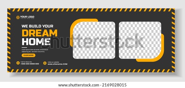 Home improvement and repair construction social
media cover banner design template. Corporate construction tools
social media Cover photo Template. Home improvement and repair
construction web banner