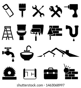 Home Improvement, Repair And Renovation Icon Set