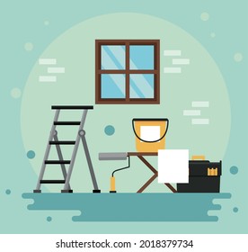 home improvement scene with tools