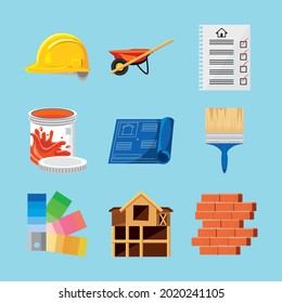 home improvement tools icon set