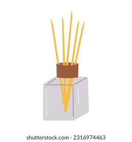 Home incense, aroma diffuser with sticks perfume. Aromatherapy. Vector illustration.