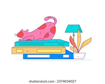 Home indoor character scene flat vector concept operation hand drawn illustration